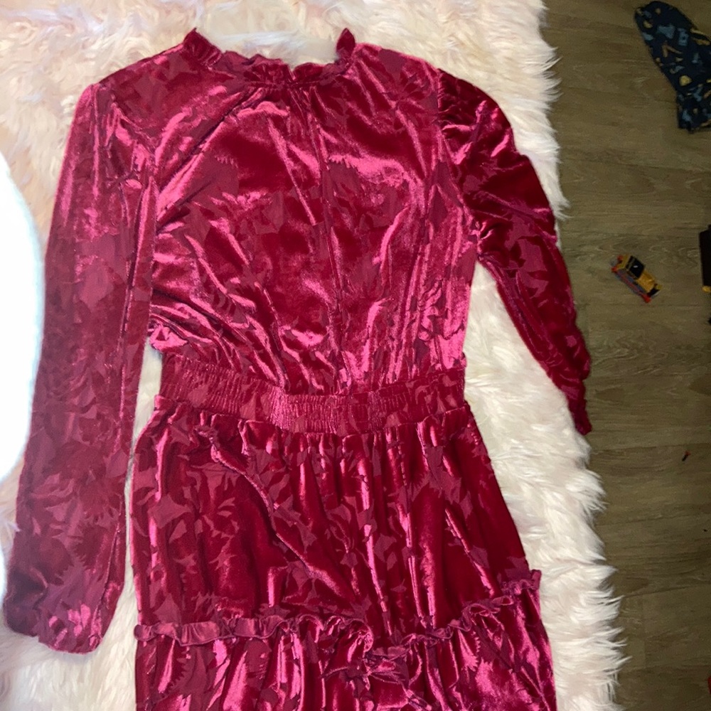 Velvet pink long sleeve dress eloquil